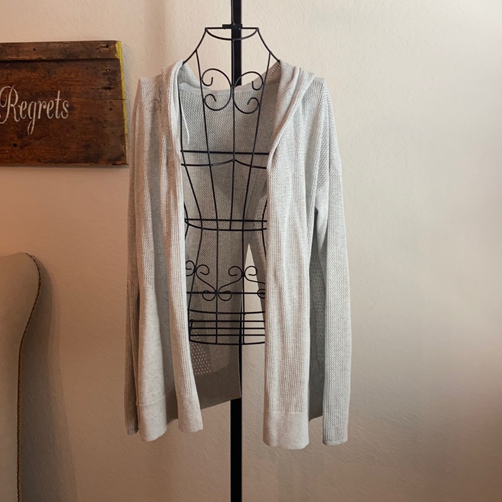 Lululemon knitted sweater wrap with hood, size 6